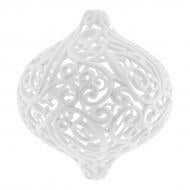 Елочная игрушка Волчок ажурный малый 8,5 см белый