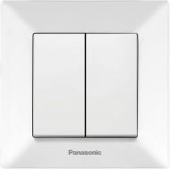 Выключатель двухклавишный Panasonic Arkedia Slim импульсный без подсветки кремовый 480100207