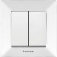 Выключатель двухклавишный Panasonic Arkedia Slim импульсный белый 480100208 Выключатель двухклавишный Panasonic Arkedia Slim импульсный белый 480100208