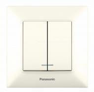 Выключатель кнопочный двухклавишный Panasonic Arkedia Slim с подсветкой кремовый 480100211