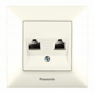 Розетка без заземления Panasonic Arkedia Slim PC RJ45 CAT5e + TF RJ11 CAT3 кремовый 480200240