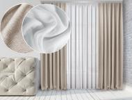 Штора Натюрель Лен-Блекаут 250х260 2 шт Светло-бежевый Тюль Лен Лайт 600х260 Белый Di&Di