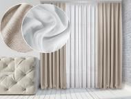 Штора Натюрель Лен-Блекаут 250х270 2 шт Светло-бежевый Тюль Лен Лайт 600х270 Белый Di&Di