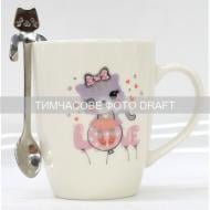 Чашка Ardesto Love с ложкой 320 мл белая (AR3042BS) Чашка Ardesto Love с ложкой 320 мл белая (AR3042BS)