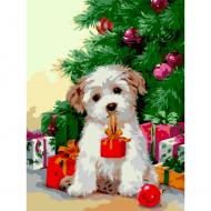 Картина по номерам Песик под елкой 40x50 см Santi