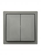 Выключатель накладной двухклавишный Lezard LETO без подсветки платина металлик 752-3500-101