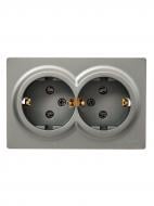 Розетка накладная двойная бытовая с заземлением Lezard LETO IP20 платина 752-3500-127B