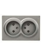 Розетка накладная двойная бытовая без заземления Lezard LETO IP20 платина 752-3500-128B