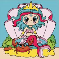 Картина по номерам Морская принцесса неоновые краски 25х25 см Santi