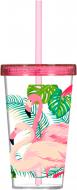 Стакан с соломинкой Herevin Flamingo 161448-003 660 мл 1 шт.