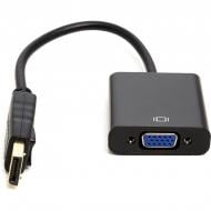 Переходник PowerPlant 0,15 м черный (CA911875) DisplayPort (M) - VGA (F)