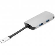 USB-хаб PowerPlant Type-C - HDMI 4K, USB 3.0, USB Type-C, RJ45 CA911691