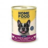 Консерва Home Food для дорослих собак з яловичиною, лососем та овочами в желе 360 г
