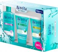 Косметический набор для женщин Novita мицеллярная вода + гель для умывания + скраб для лица