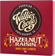 Черный шоколад Willie's Cacao с фундуком и изюмом hazelnut and raisin 50 г