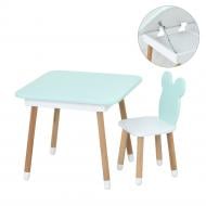 Комплект ArinWOOD Мишка Box (столик с ящиком + стул) 07-025B-BOX бирюзово-белый