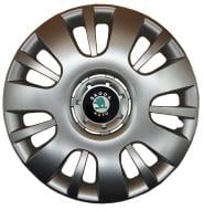 Колпак для колес SJS Skoda (зелена) 312 R15" 4 шт. серебряный (106481)