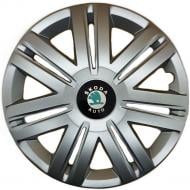 Ковпак для коліс SJS Skoda (зелена) 203 R14" 4 шт. срібний (106640)