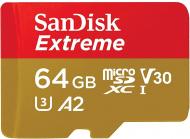 Карта пам'яті SanDisk microSD 64 ГБ UHS-I Class 3 (U3) (SDSQXAH-064G-GN6MA) Extreme V30 + SD