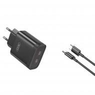 Мережевий зарядний пристрій Xo L105-CC 35W 2хUSB-C Black