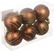Набор елочных шаров пластик коричневые d 70 мм 6 шт./уп.