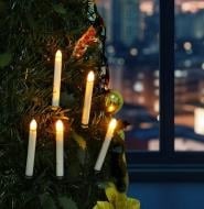 Електрогірлянда лінійна Свічки на прищепках 15 см світлодіодна (LED) 16 ламп 7,5 м (QC6014)