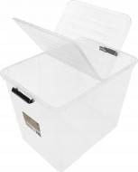 Ящик для зберігання Poliplast 2304 прозорий Flex 65 л з подвійною кришкою 412x390x565 мм