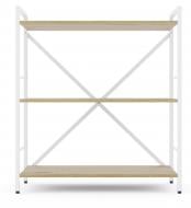 Стелаж металевий 900x600x240 мм Меткас білий глянець/дуб артізан ЛДСП полиці 3 шт. фарбований