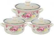 Набір каструль Infinity з кришками Рожеві квіти (3 каструлі) 6367533 Набір каструль Infinity з кришками Рожеві квіти (3 каструлі) 6367533