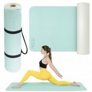 Коврик для йоги и фитнеса 4fizjo TPE Mint/Grey 180 х 60 х 0,6 см (P-5907739317070) серо-мятный