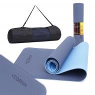 Килимок для йоги та фітнесу Cornix 183 x 61 x 0,6 см TPE XR-0003 Blue/Sky Blue синьо-блакитний