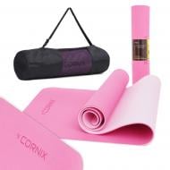Килимок для йоги та фітнесу Cornix 183 x 61 x 0,6 см TPE XR-0005 Pink/Rose рожевийсвітло-рожевий