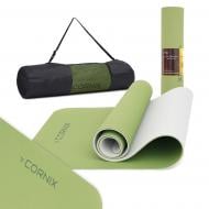 Килимок для йоги та фітнесу Cornix 183 x 61 x 0,6 см TPE XR-0008 Green/Grey зелено-сірий