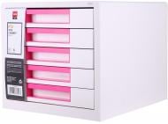 Короб настольный с 5 ящиками белый/розовый Z01043 Deli