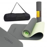 Килимок для йоги та фітнесу Cornix 183 x 61 x 0,6 см TPE XR-0002 Black/Green зелений із чорним