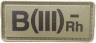 Шеврон АРТ ІДЕЯ патч "Група крові (3 -)", ПВХ, липучка, олива, 6 х 2,6 см