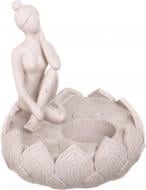 Подсвечник для чайных свечей Йога леди на лотосе 12х11.3 см бежевый 095240510