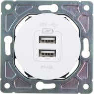 Механизм розетки USB оконечная двойная HausMark Bela без шторок без крышки белый SNG-SCP.RD20MG2U-WH