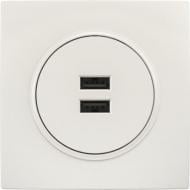 Механизм розетки USB оконечная двойная HausMark Bela без шторок без крышки белый SNG-SCP.RD20MG2U-WH