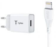 Мережевий зарядний пристрій T-PHOX Mini 12W 2.4A + Lightning cable 1.2m