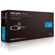 Рукавички нітрилові неопудрені Mercator Medical Nitrylex Black М 100 шт Чорні