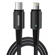 Кабель Essager Sunset Type-C to Lightning 20W USB Charging Cable 1 м чорний (EXCTL-CG01)