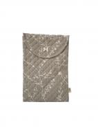 Косметичка MISO accessory стьогана тонка гілочки білі на бежевому