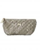 Косметичка MISO accessory стьогана трикутна гілочки білі на бежевому