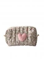 Косметичка MISO accessory маленька квадратна стьогана сіра з квітами