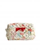 Косметичка MISO accessory маленька квадратна стьогана біла з квітами