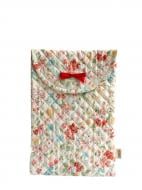 Косметичка MISO accessory стьогана тонка біла з квітами