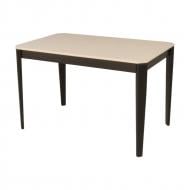 Стіл розкладний Статус МДФ из HPL Arpa 3354 Luna (бежевый камень)/Дерево черный 1200(1600)x750x750мм бежевий/чорний