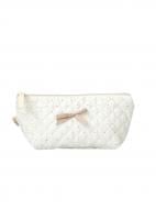 Косметичка MISO accessory стьогана трикутна біла в горох