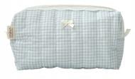 Косметичка MISO accessory маленька квадратна стьогана блакитна клітинка